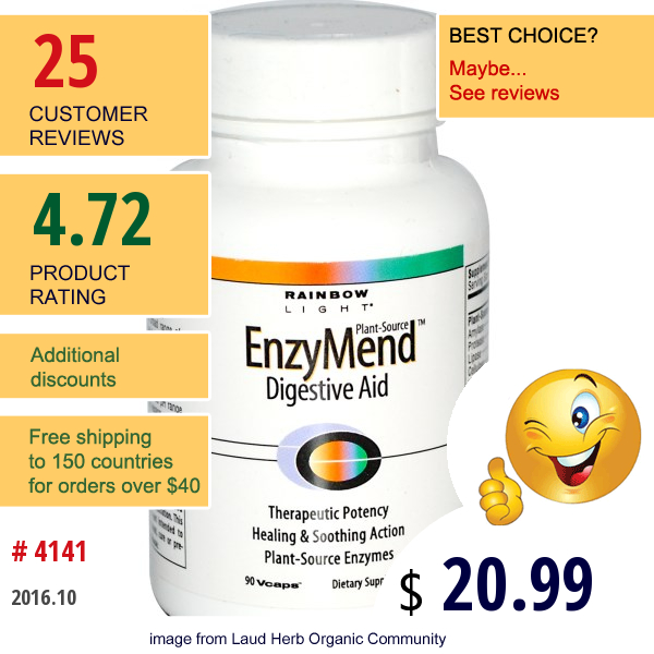 Rainbow Light, Enzymend Digestive Aid, 90 Vcaps  