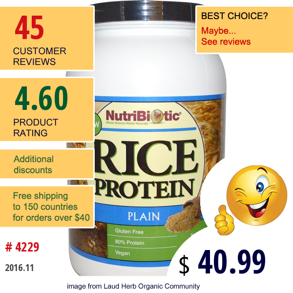 Nutribiotic, Raw, Rice Protein, Plain, 3 Lbs (1.36 Kg)