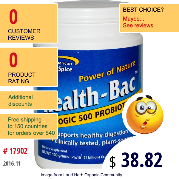 North American Herb & Spice Co., Health-Bac, Ecologic 500 Probiotic, 100 G  