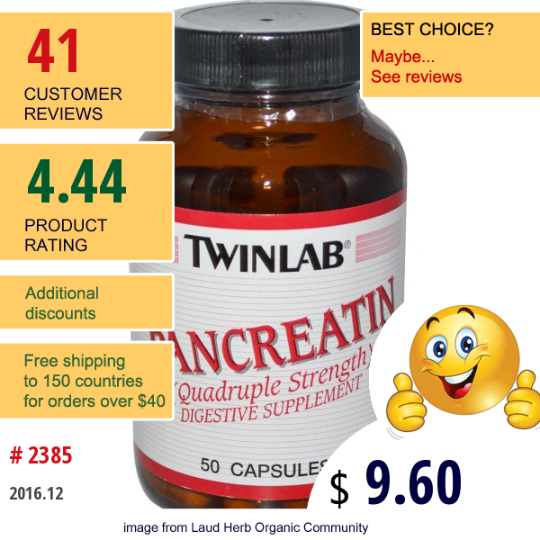 Twinlab, Pancreatin, 50 Capsules