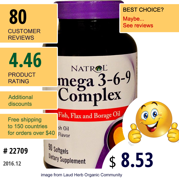Natrol, Omega 3-6-9 Complex, Lemon Flavor, 90 Softgels