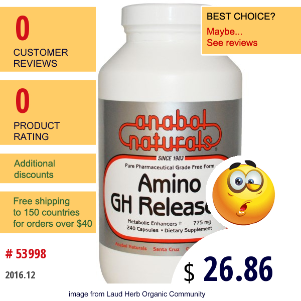 Anabol Naturals, Amino Gh Releasers, 775 Mg, 240 Capsules  