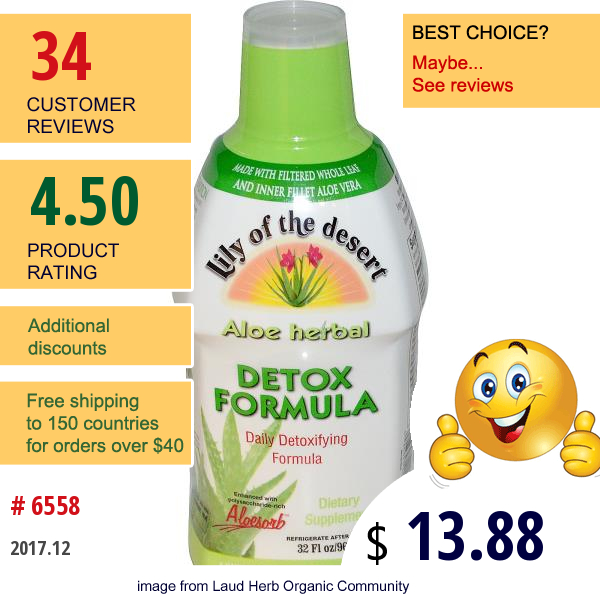 Lily Of The Desert, Aloe Herbal, Detox Formula, 32 Fl Oz (960 Ml)