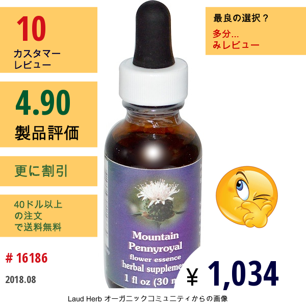 Flower Essence Services, マウンテンペニーロイヤル、フラワーエッセンス、1 Fl Oz (30 Ml)