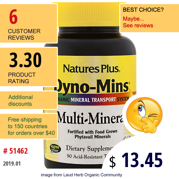 Natures Plus, Dyno-Mins, Multi-Mineral, 90 Acid-Resistant Tablets