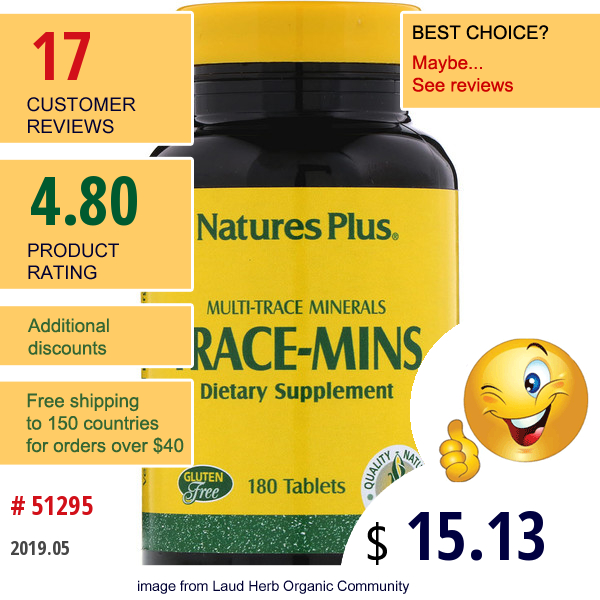 Natures Plus, Trace-Mins, Multi-Trace Minerals, 180 Tablets