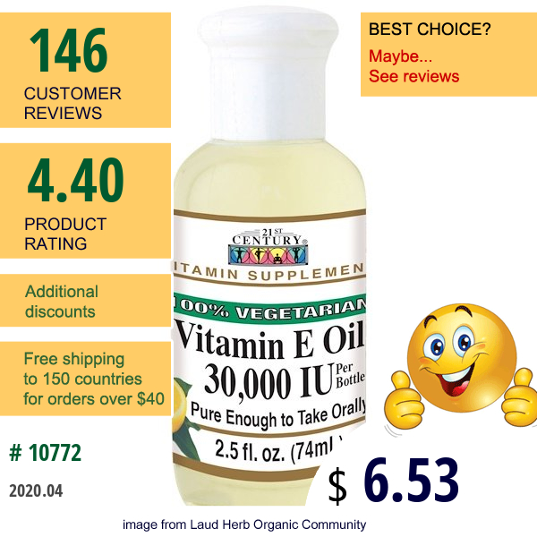 21St Century, Vitamin E Oil, 30,000 Iu, 2.5 Fl Oz (74 Ml)