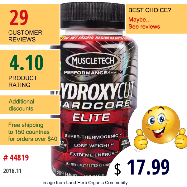 Muscletech, Performance Series, Hydroxycut Hardcore, Elite, 100 Rapid-Release Thermo Caps