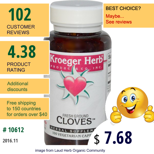 Kroeger Herb Co, Fresh Ground Cloves, 100 Veggie Caps