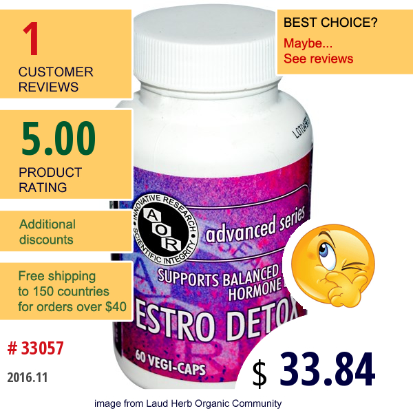 Advanced Orthomolecular Research Aor, Estro Detox, 60 Veggie Caps  