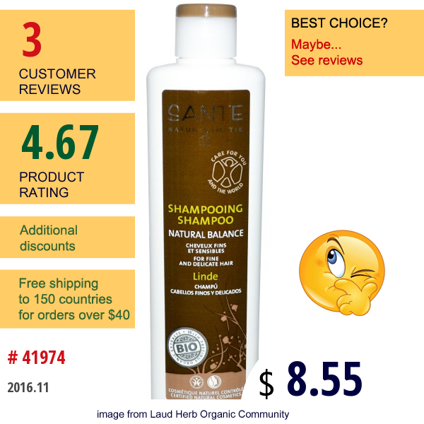 Sante Naturkosmetik, Shampoo, Natural Balance, 6.8 Fl Oz (200 Ml)  