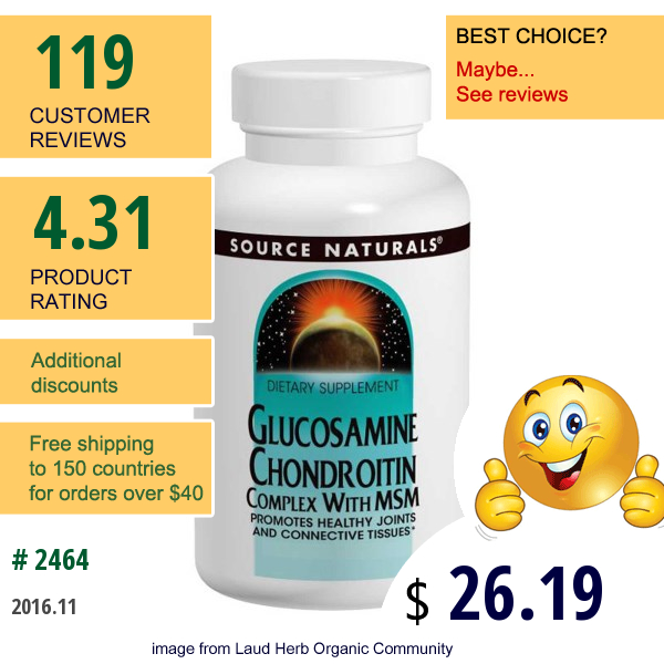 Source Naturals, Glucosamine Chondroitin Complex With Msm, 120 Tablets
