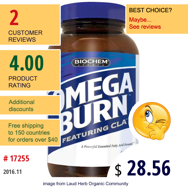 Country Life, Biochem Sports, Omega Burn, Featuring Cla, 120 Softgels  