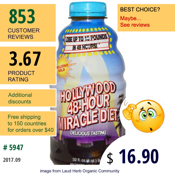 Hollywood Diet, Hollywood 48-Hour Miracle Diet, 32 Fl Oz (947 Ml)