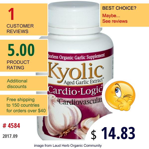 Wakunaga - Kyolic, Aged Garlic Extract, Cardio Logic, 60 Capsules  