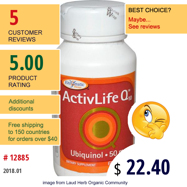Enzymatic Therapy, Activlife Q10, 50 Mg, 60 Softgels  