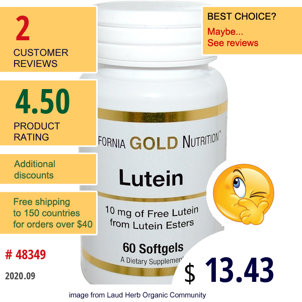 California Gold Nutrition, Lutein, 10 Mg, 60 Softgels  