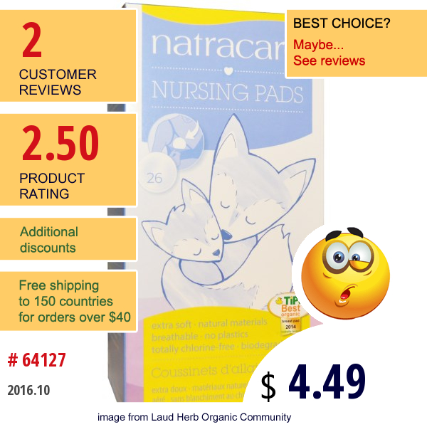 Natracare, Nursing Pads, 26 Pads Natracare, Nursing Pads, 26 Pads