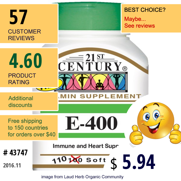 21St Century, E-400, 110 Softgels