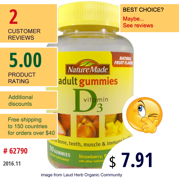 Nature Made, Adult Gummies, Vitamin D3, 90 Gummies