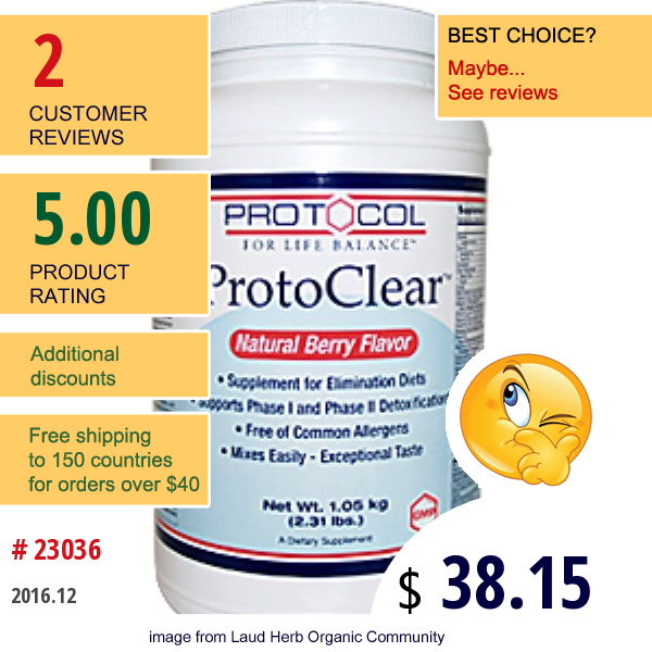 Protocol For Life Balance, Protoclear, Natural Berry Flavor, 2.31 Lbs (1.05 Kg)  
