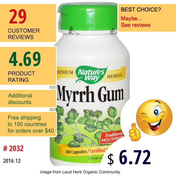 Natures Way, Myrrh Gum, 550 Mg, 100 Capsules