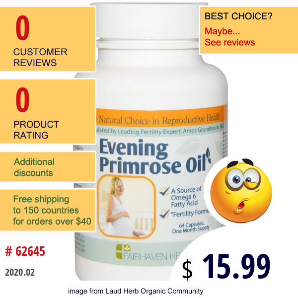 Fairhaven Health, Evening Primrose Oil, 64 Veggie Caps  