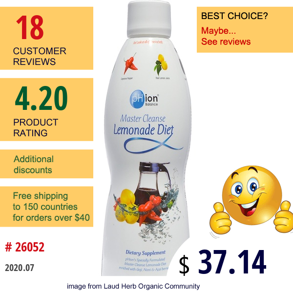 Phion Balance, Master Cleanse, Lemonade Diet, 32 Fl Oz (960 Ml)