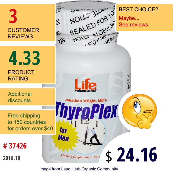 Life Enhancement, Thyroplex For Men, 30 Capsules  