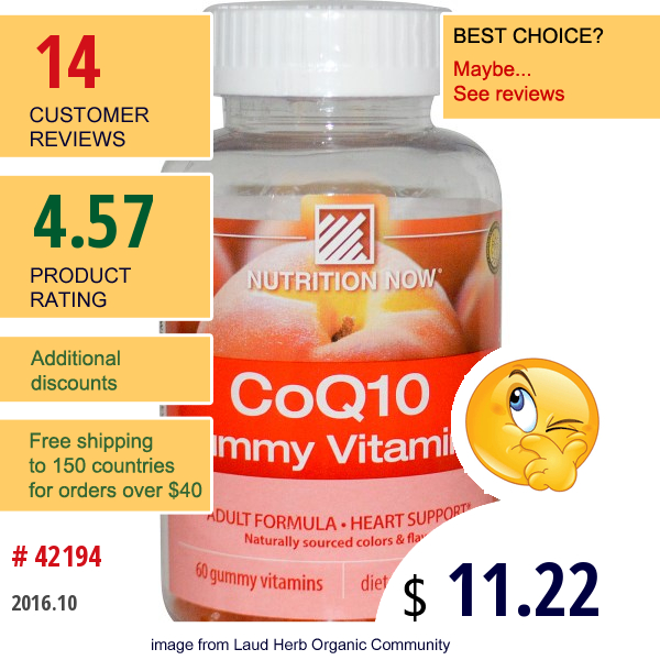 Nutrition Now, Coq10 Gummy Vitamins, Peach Flavor, 60 Gummy Vitamins