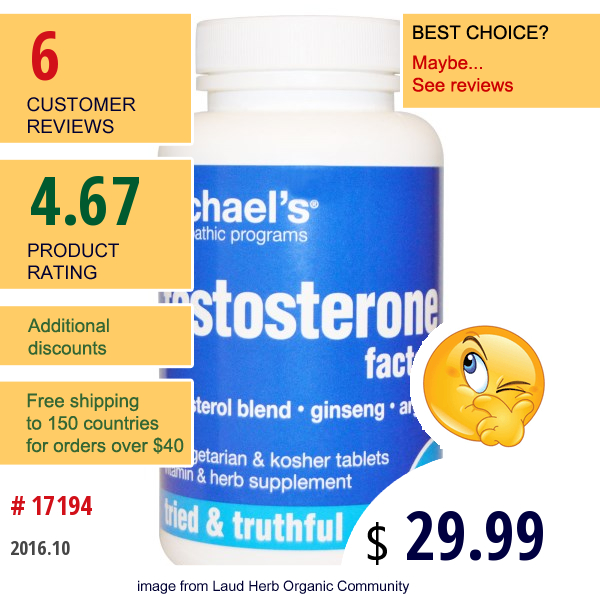 Michaels Naturopathic, Testosterone Factors, 120 Tablets