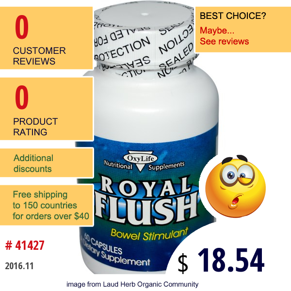 Oxylife, Royal Flush, Bowel Stimulant, 60 Capsules  