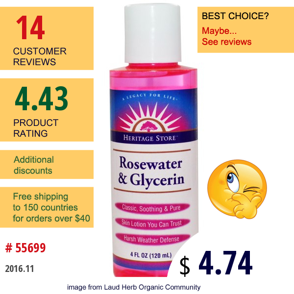 Heritage Products, Rosewater & Glycerin, 4 Fl Oz (120 Ml)