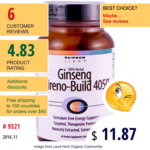 Rainbow Light, Ginseng Adreno-Build 4050, 60 Tablets  