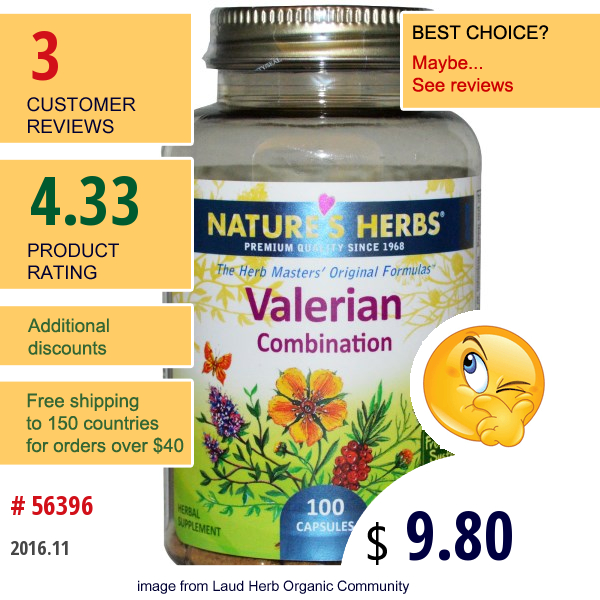 Natures Herbs,  Valerian Combination, 100 Capsules