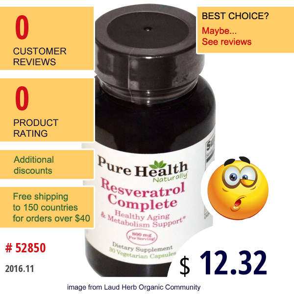 Pure Health, Resveratrol Complete, 30 Veggie Caps Pure Health, Resveratrol Complete, 30 Veggie Caps