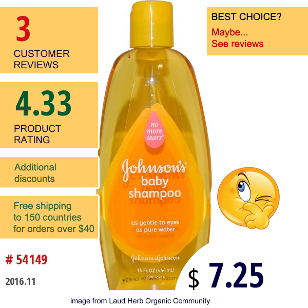 Johnson & Johnson, Baby Shampoo, 15 Fl Oz (444 Ml)
