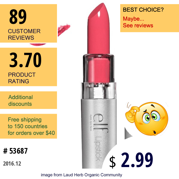 E.l.f. Cosmetics, Lipstick, Flirtatious, 0.12 Oz (3.5 G)  