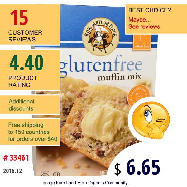 King Arthur Flour, Gluten Free Muffin Mix, 16 Oz (454 G)
