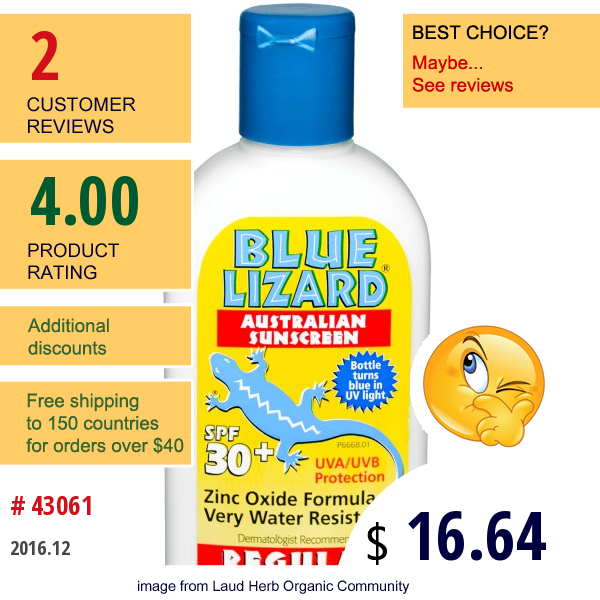 Blue Lizard Australian Sunscreen, Regular Spf 30+, Zinc Oxide Formula, 5 Fl Oz (148 Ml)  