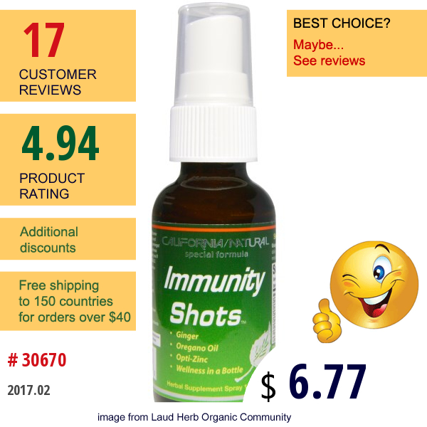 California Natural, Immunity Shots Spray, 1 Oz (30 Ml)