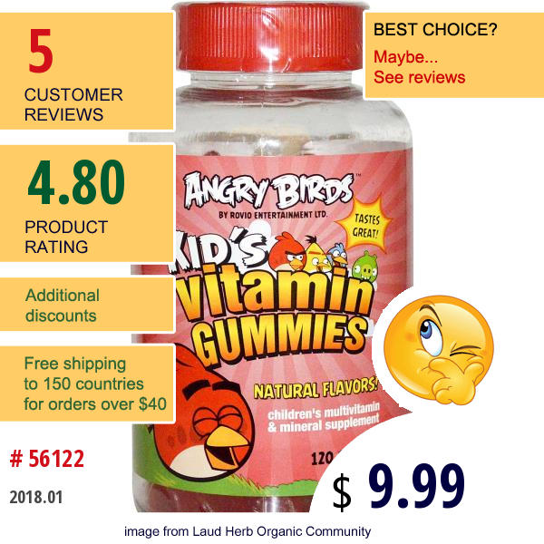 Natrol, Angry Birds Kids Vitamin Gummies, 120 Gummies  