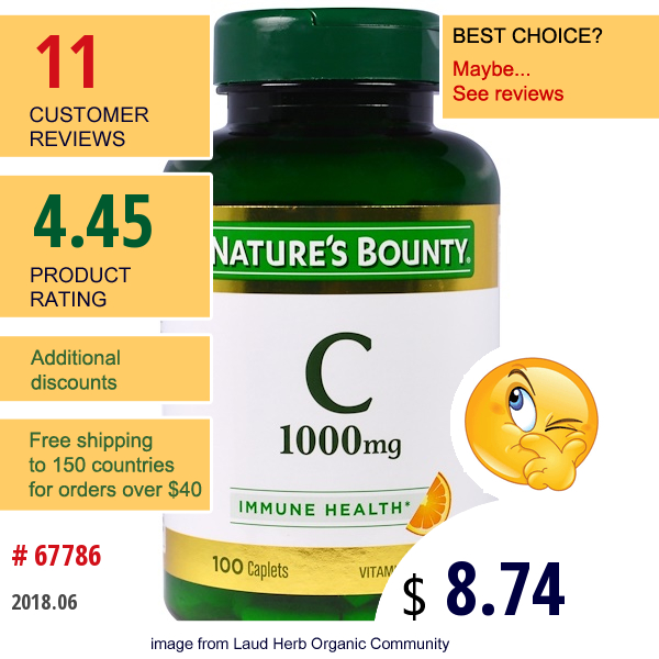 Natures Bounty, Vitamin C, 1000 Mg, 100 Caplets