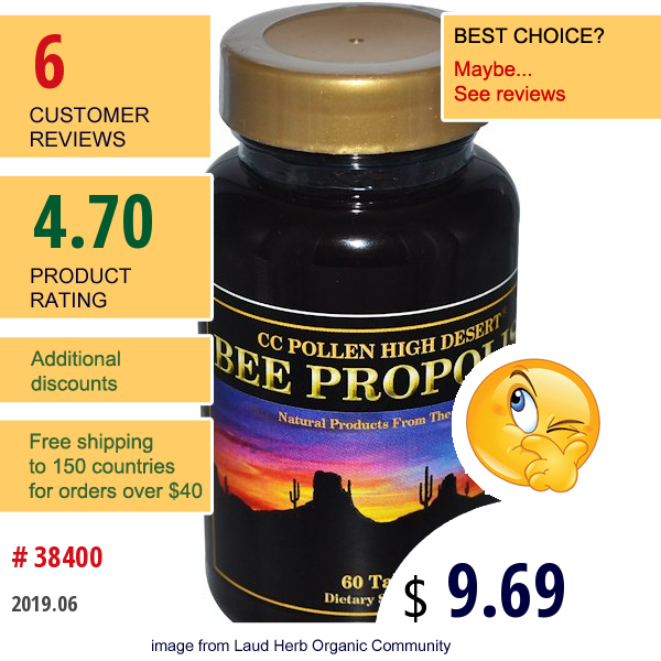 C.c. Pollen, High Desert Bee Propolis, 60 Tablets