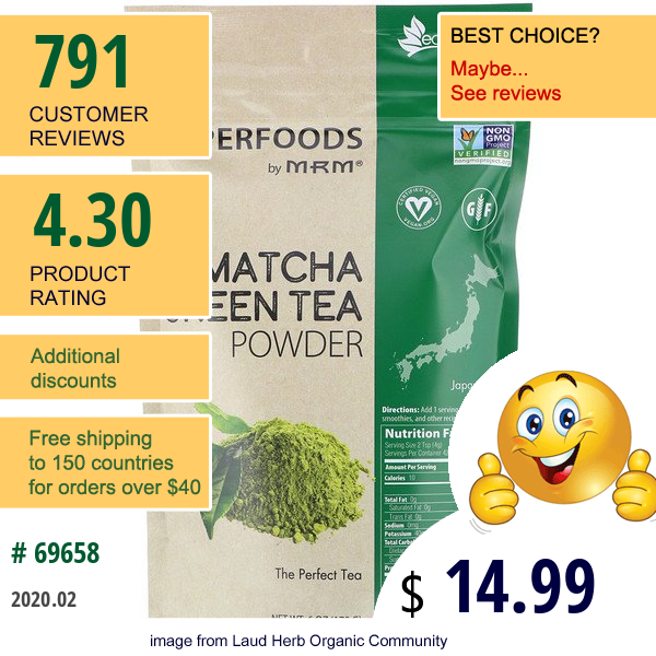 Mrm, Matcha Green Tea Powder, 6 Oz (170 G)