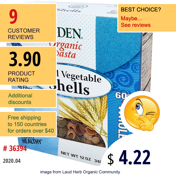 Eden Foods, Organic Small Vegetable Shells, 12 Oz (340 G)  