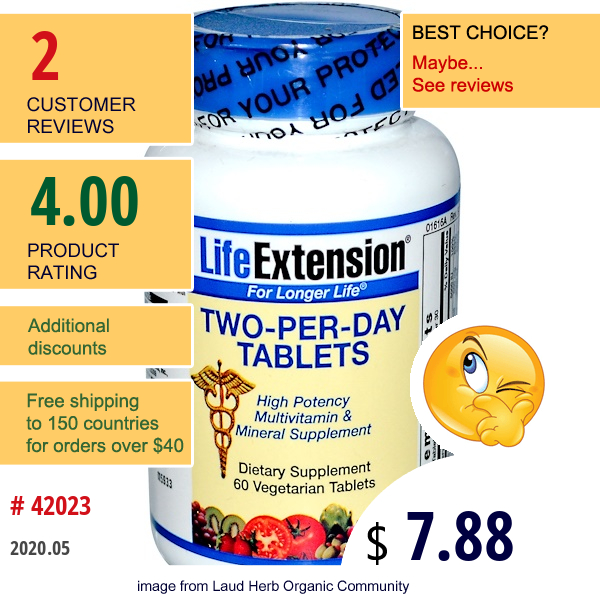 Life Extension, Two-Per-Day Tablets, 60 Veggie Tabs  