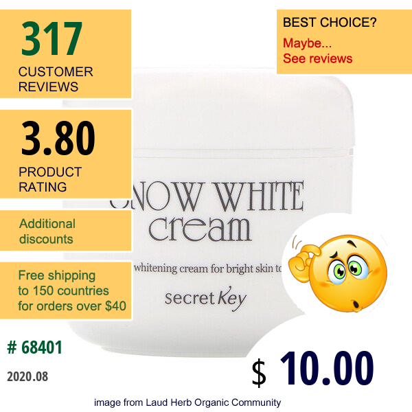 Secret Key, Snow White Cream, Whitening Cream, 50 G