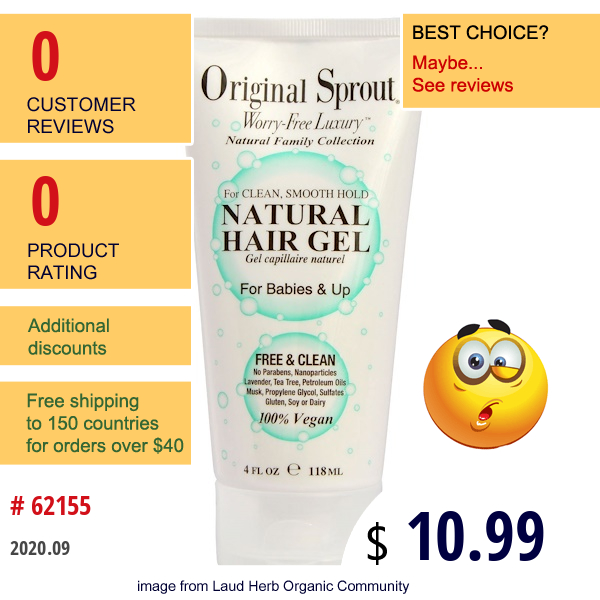 Original Sprout, Natural Hair Gel, For Babies & Up, 4 Fl Oz (118 Ml)  