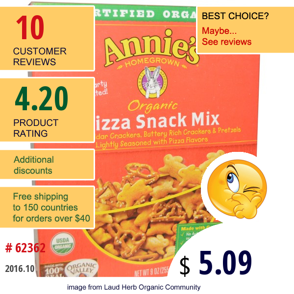 Annies Homegrown, Organic Pizza Snack Mix, 9 Oz (255 G)